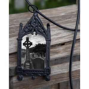 Tombstone Cemetery Cross Pendant Graveyard Grave Tomb Catacomb Cross Necklace